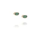 Love Bead Ear Green Agate 12-101-01453(1)