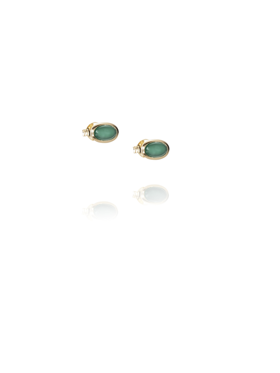 Love Bead Ear Green Agate 12-101-01453(1)